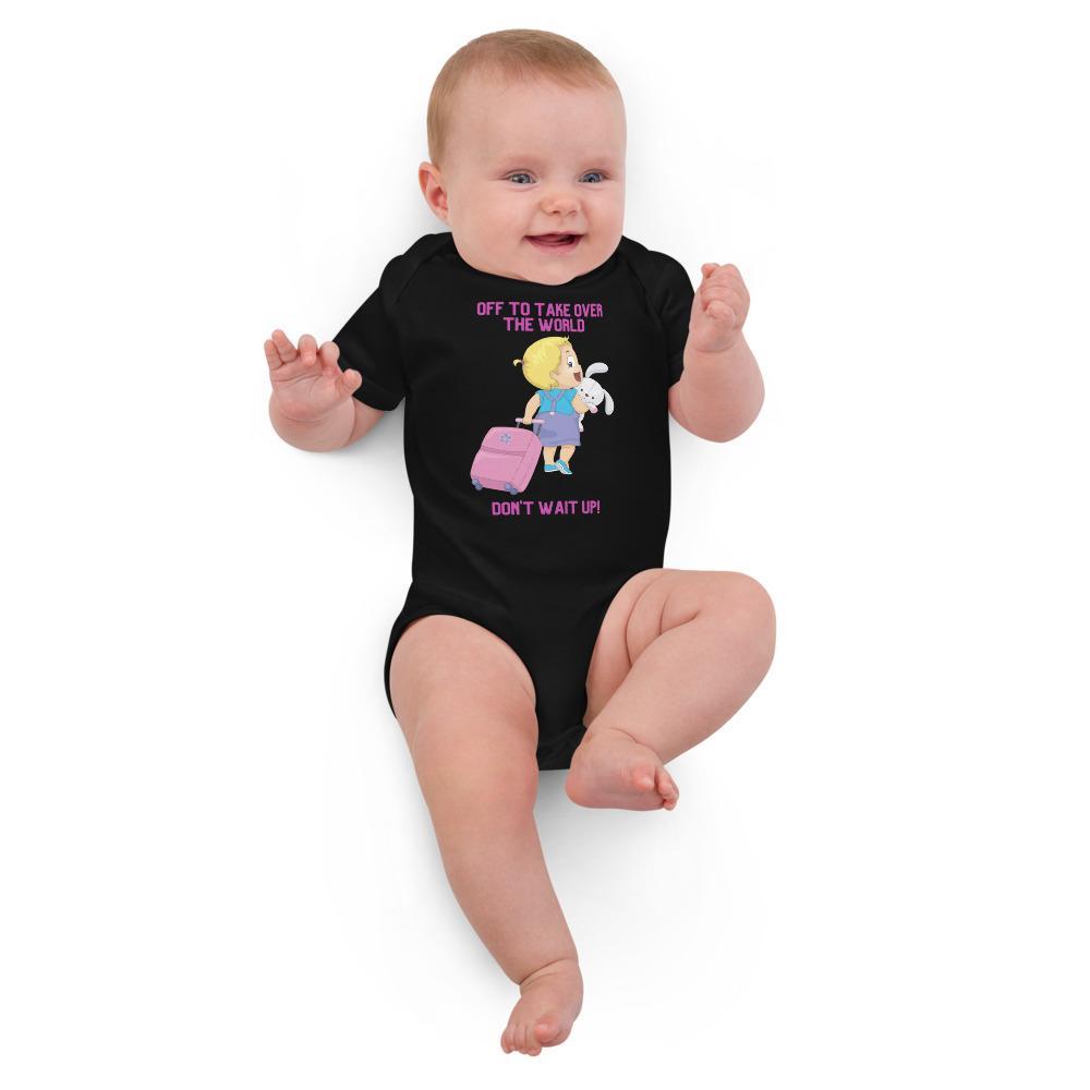 Off To Take Over The World Organic cotton baby bodysuit - Image 3