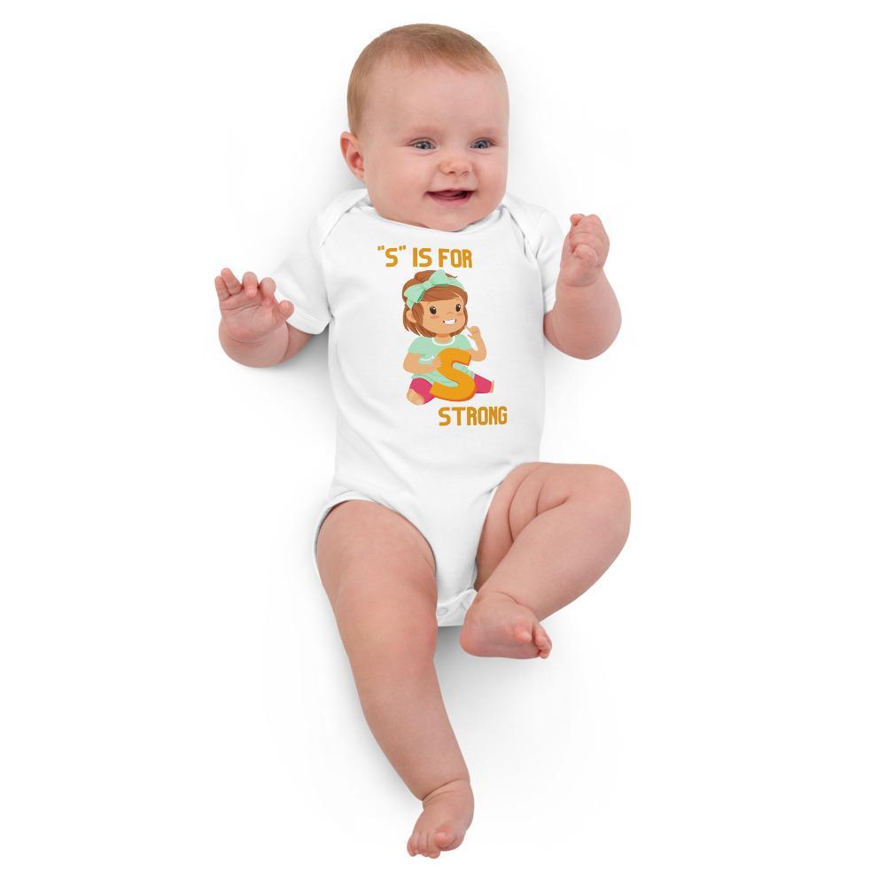 S Is For Strong Organic cotton baby bodysuit