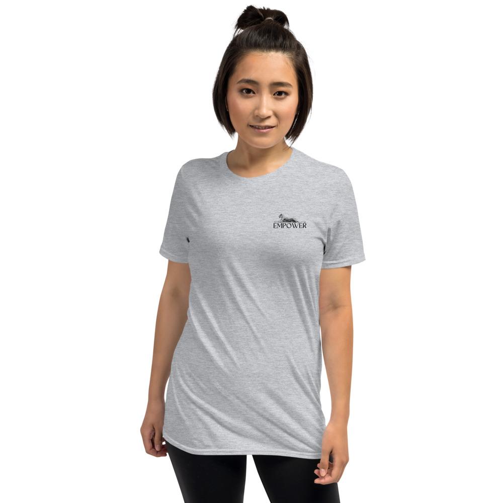 White Short-Sleeve Unisex T-Shirt Black Logo - Image 3