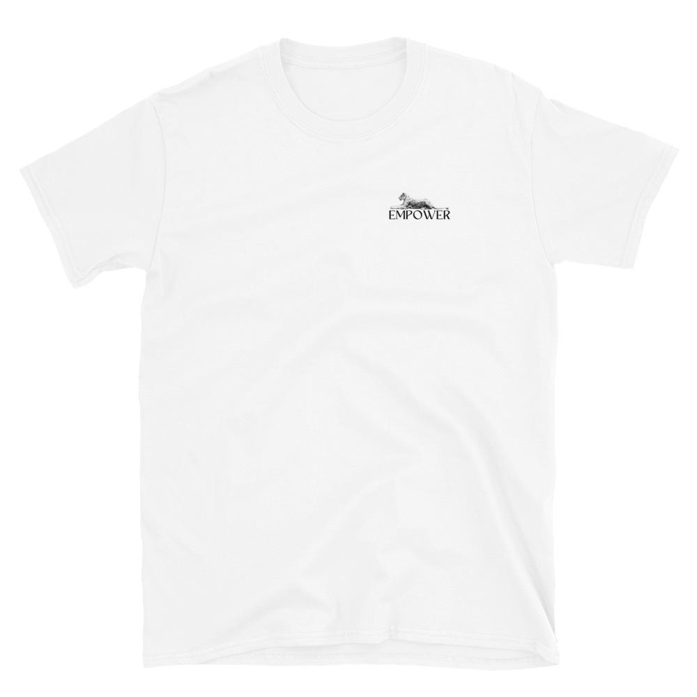 White Short-Sleeve Unisex T-Shirt Black Logo - Image 2