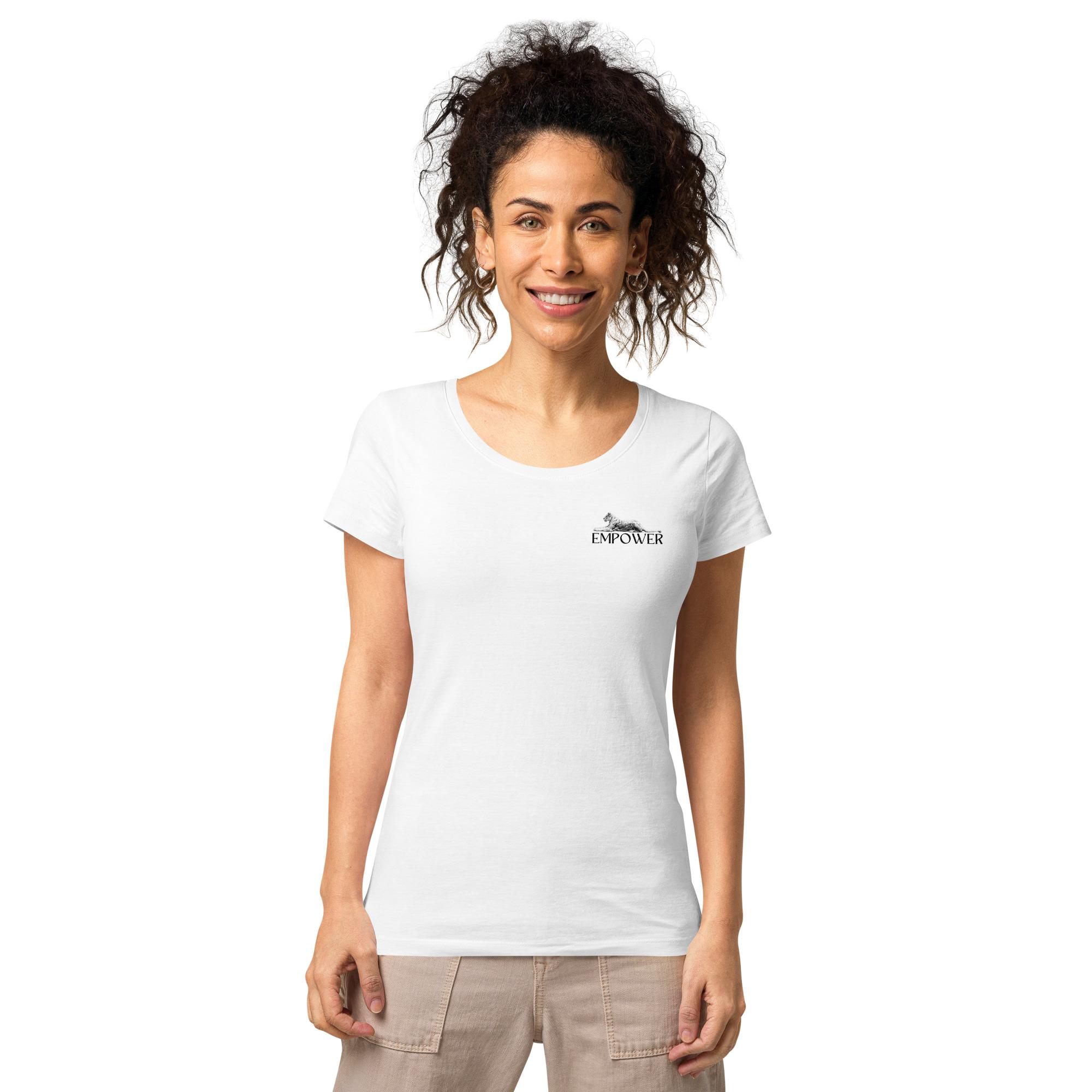 White Women’s basic organic t-shirt black logo - Image 4