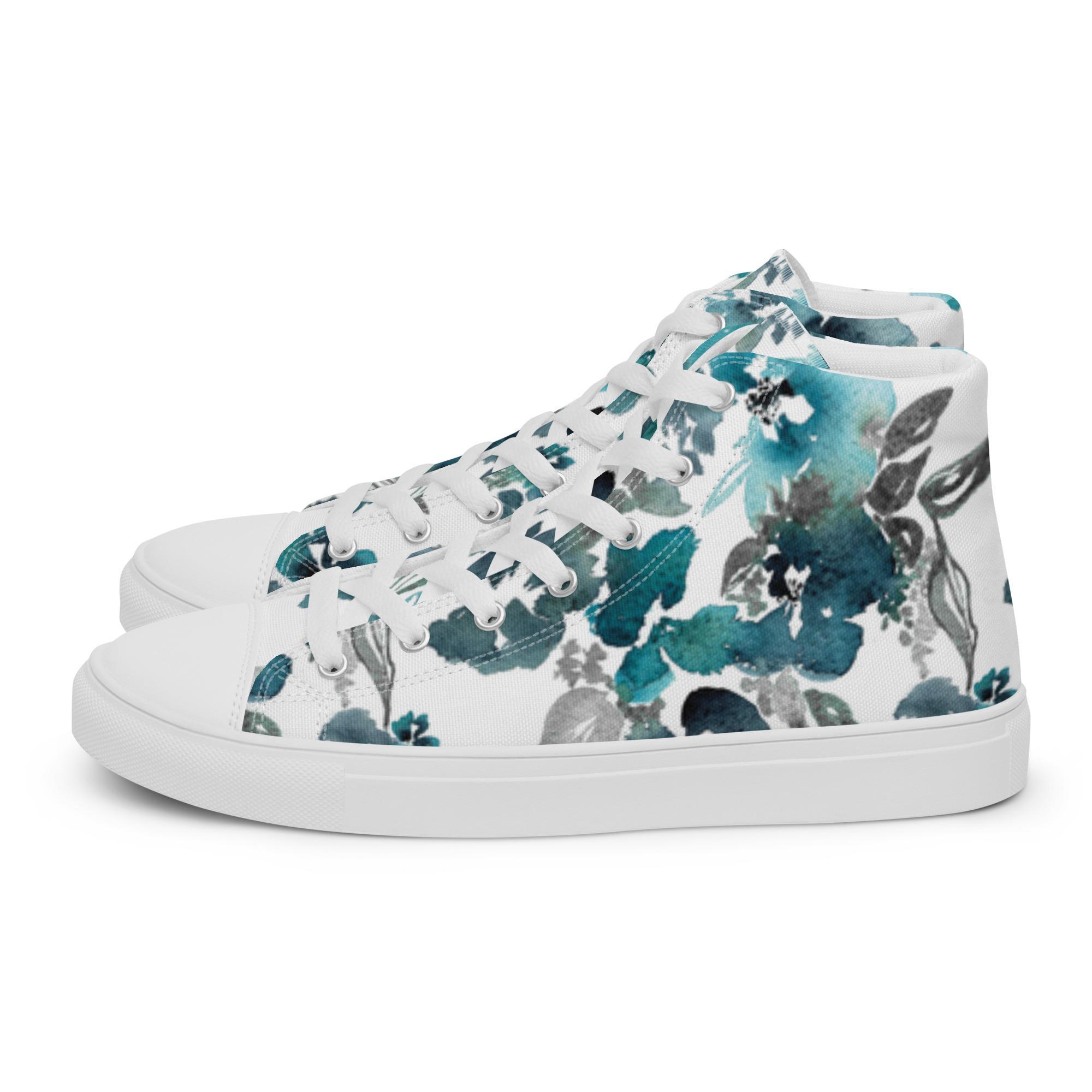 Flower Me Happy Women’s high top canvas shoes