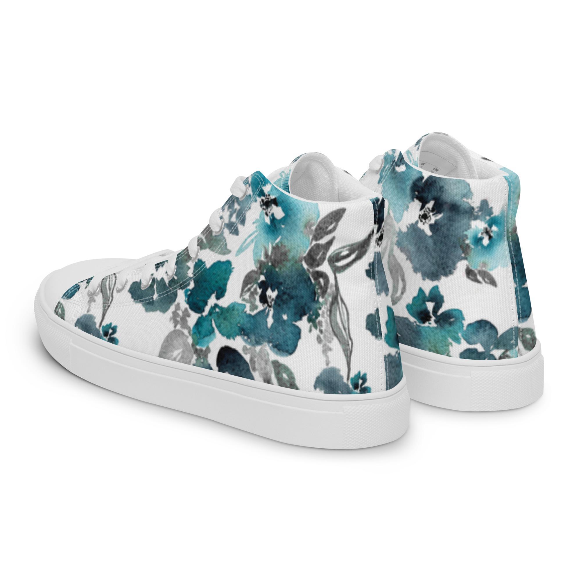 Flower Me Happy Women’s high top canvas shoes - Image 8