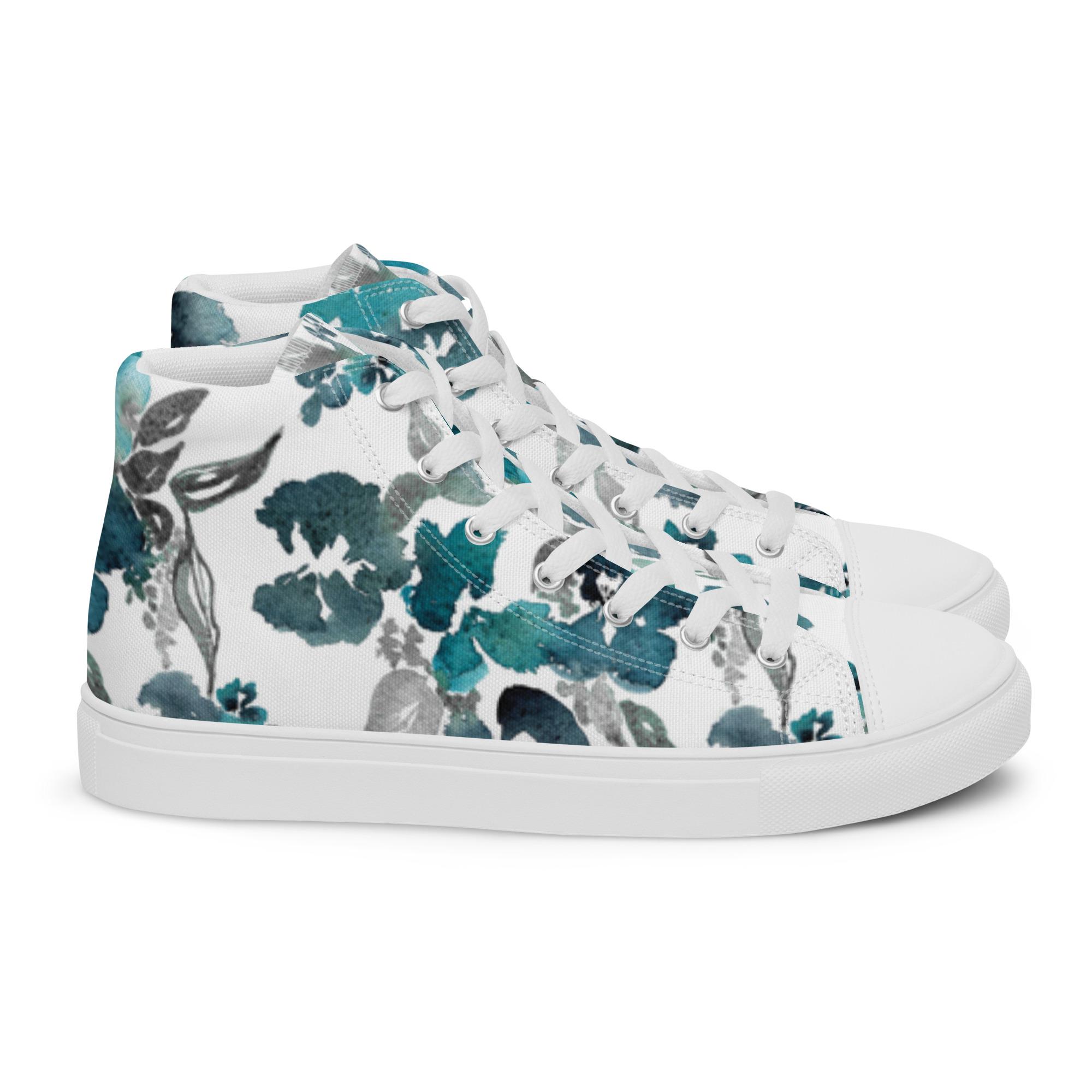 Flower Me Happy Women’s high top canvas shoes - Image 6