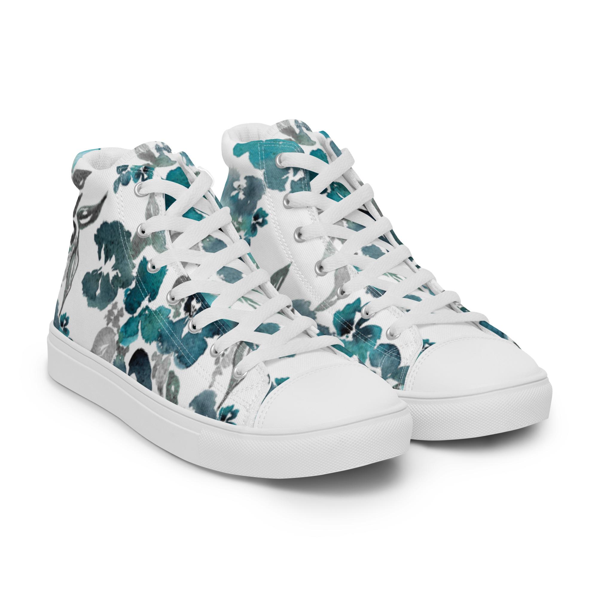 Flower Me Happy Women’s high top canvas shoes - Image 4